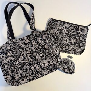 Thirty One 31 Paisley Parade 3 Pc Set Tote Bag Purse, Makeup, Kiss Lock Change